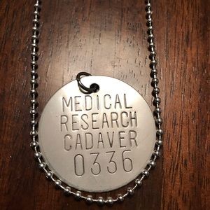 Real Metal Medical Research necklace from cadaver
